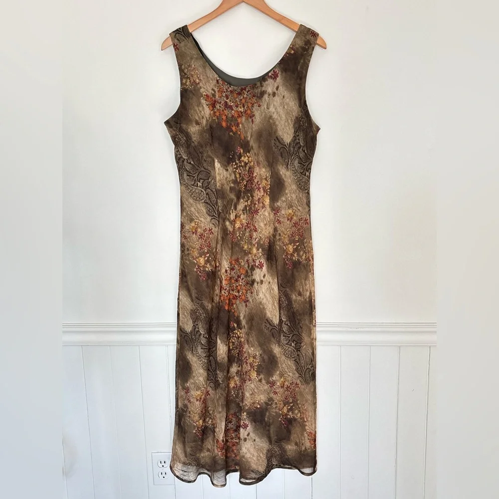 Vintage Y2K Floral Paisley Green Dress Size 16 Whimsycal Fairy Romantic * D49 - Picture 1 of 14